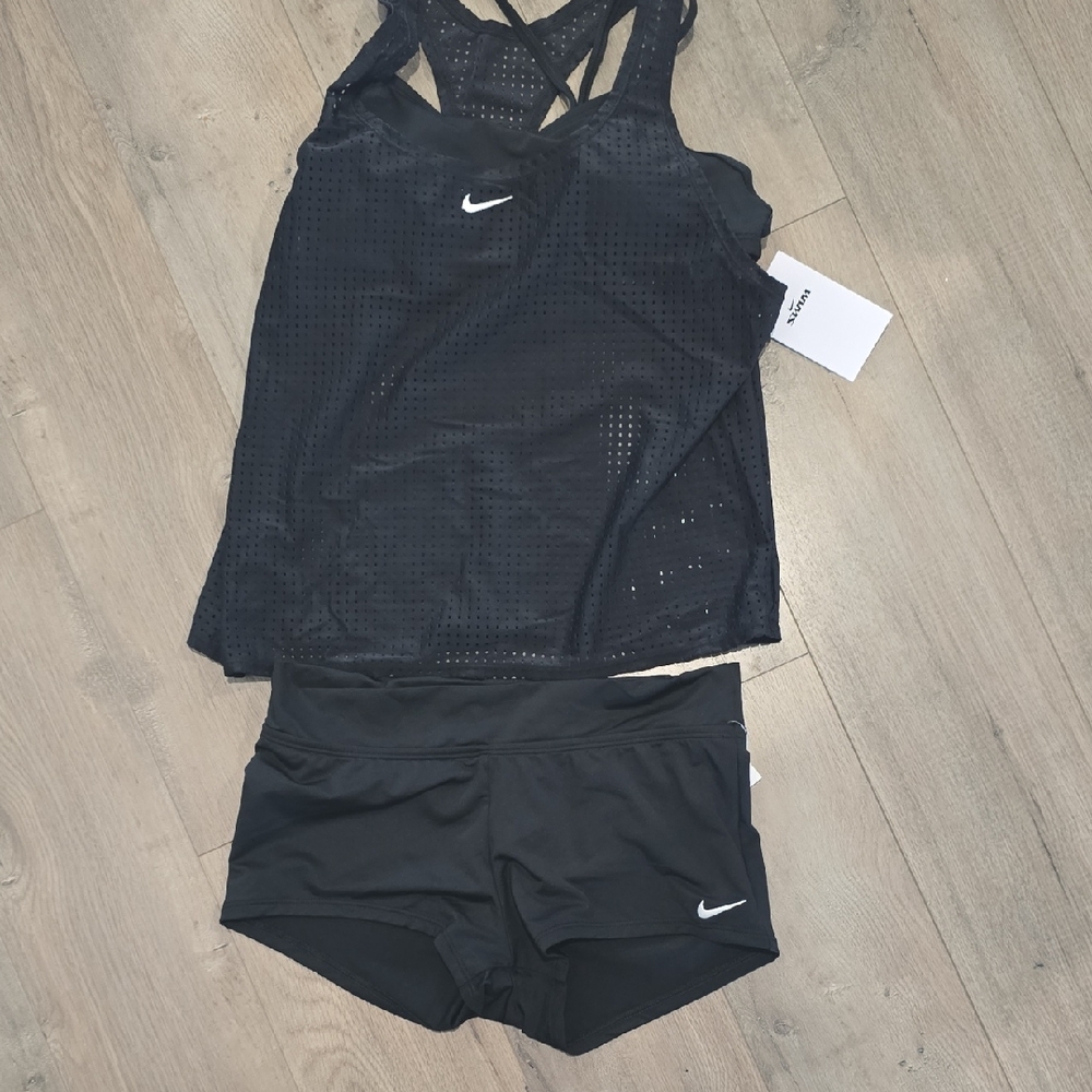 Nike Swimwear Athletic Mesh Racerback Bralette Layered Tankini 2 piece Swimsuit